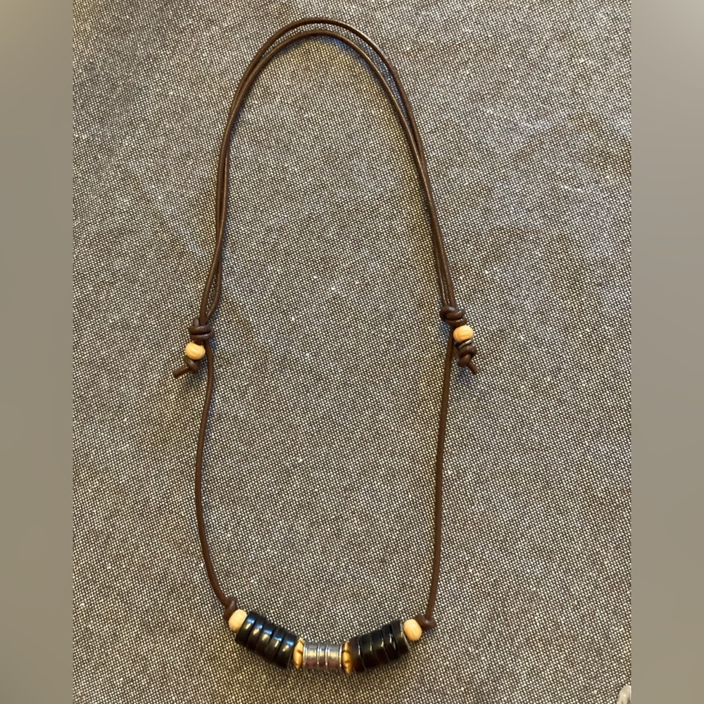 Adjustable Brown Leather Necklace